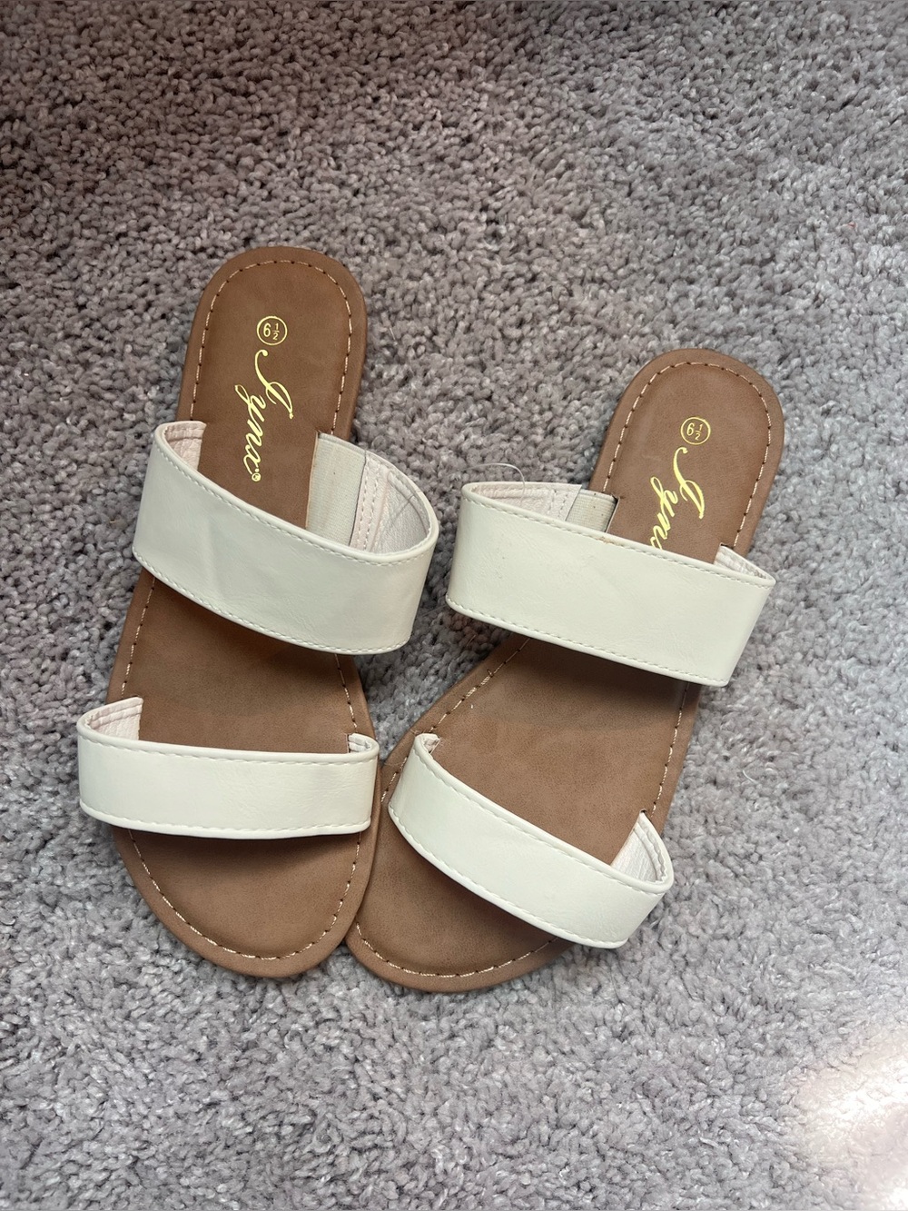 NEW | White Double-Strap Slide Sandals by